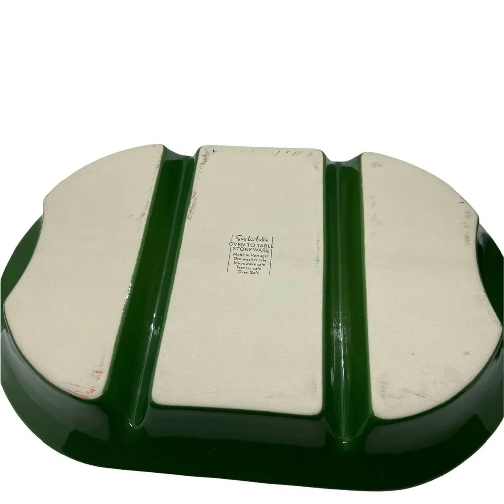 Sur La Table Green Three Section Dishwasher Safe Baking Dish Platter Snack Tray